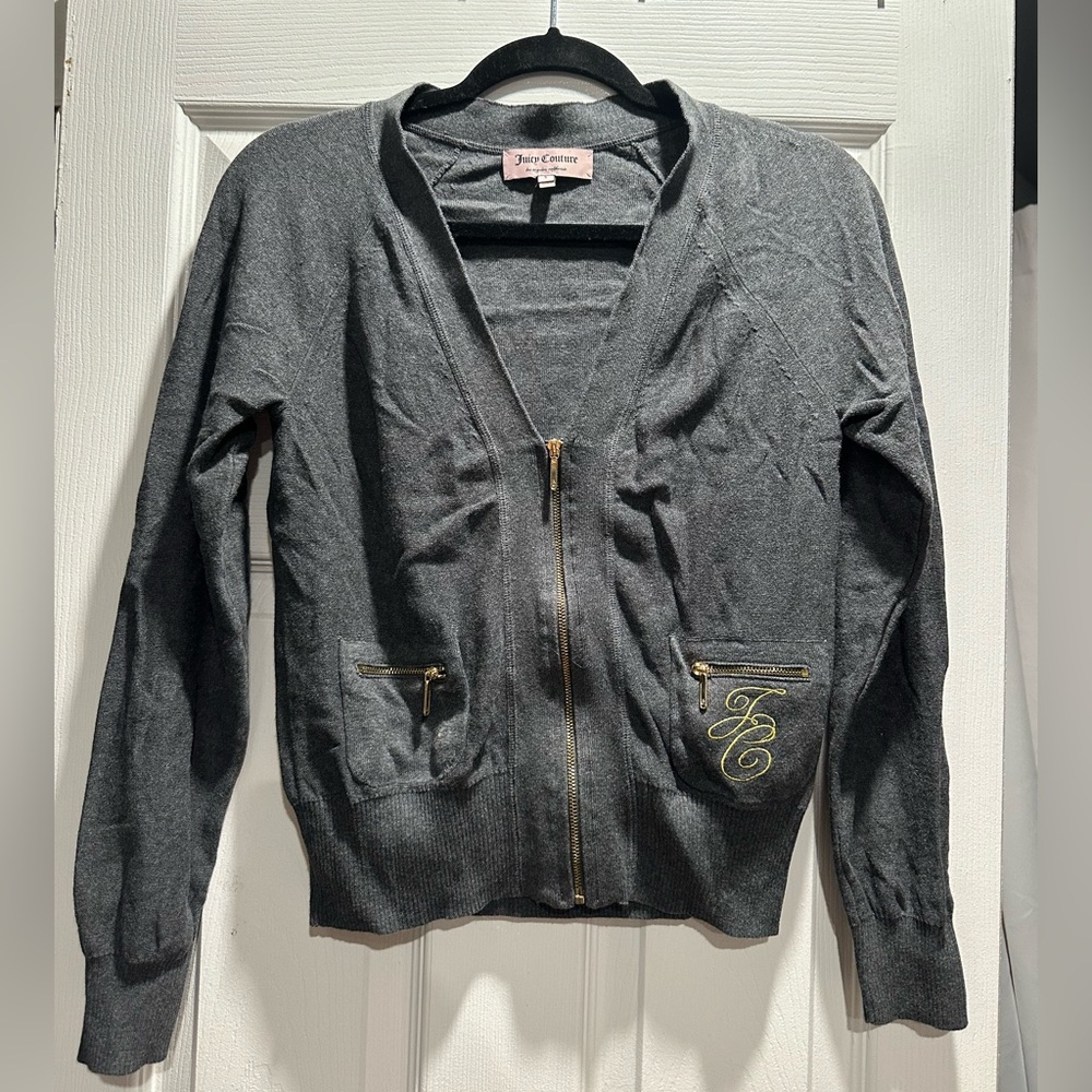 Juicy Couture Charcoal Zip-Up Sweater